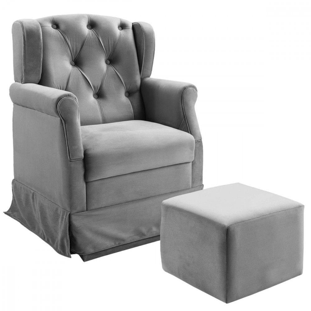 Poltrona De Balanço Amamentação Ternura Puff Veludomamentação Ternura Puff Veludo