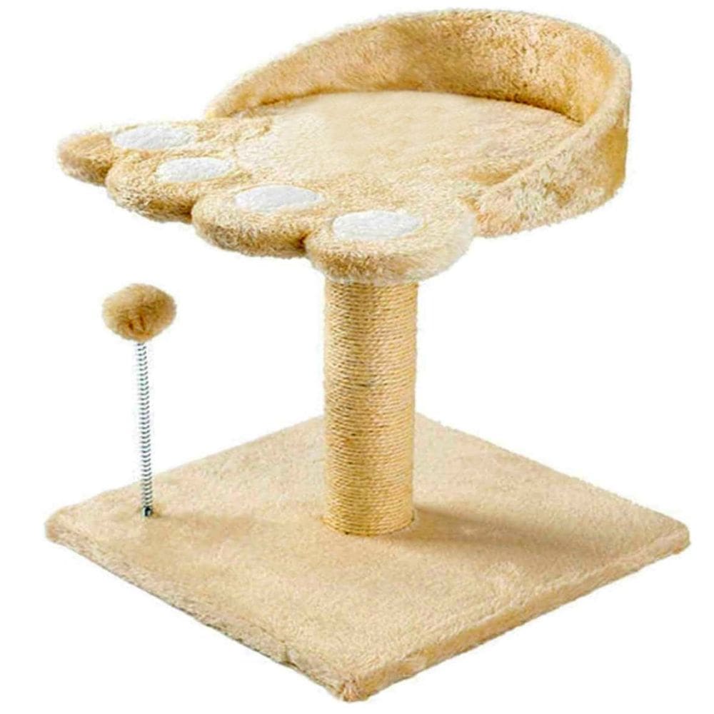 Arranhador Brinquedo Para Gatos Poste Sisal Com Pompom Bege
