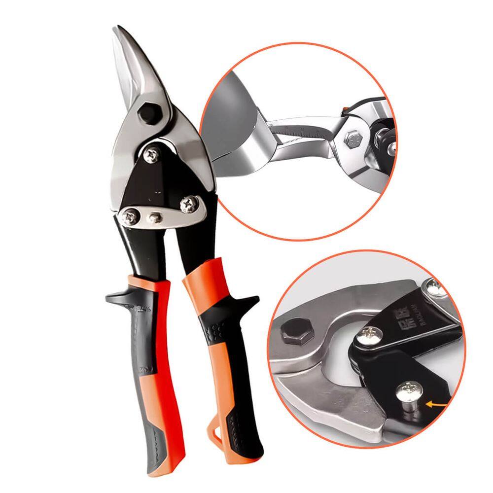 Tesoura Manual para Chapa 10" Corte Esquerdo | Aço Cromo Vanádio | Lâmina Dentada | Tratamento Térmico | Ergonômica e Resistente