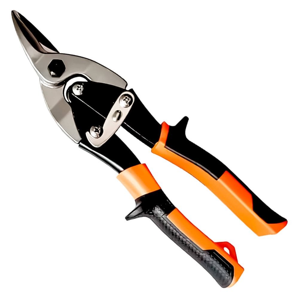 Tesoura para Chapa 10” Corte Direito | Liga de Aço | Lâmina Dentada e Polida | Tratamento Térmico | Ergonômica com Cabo Revestido