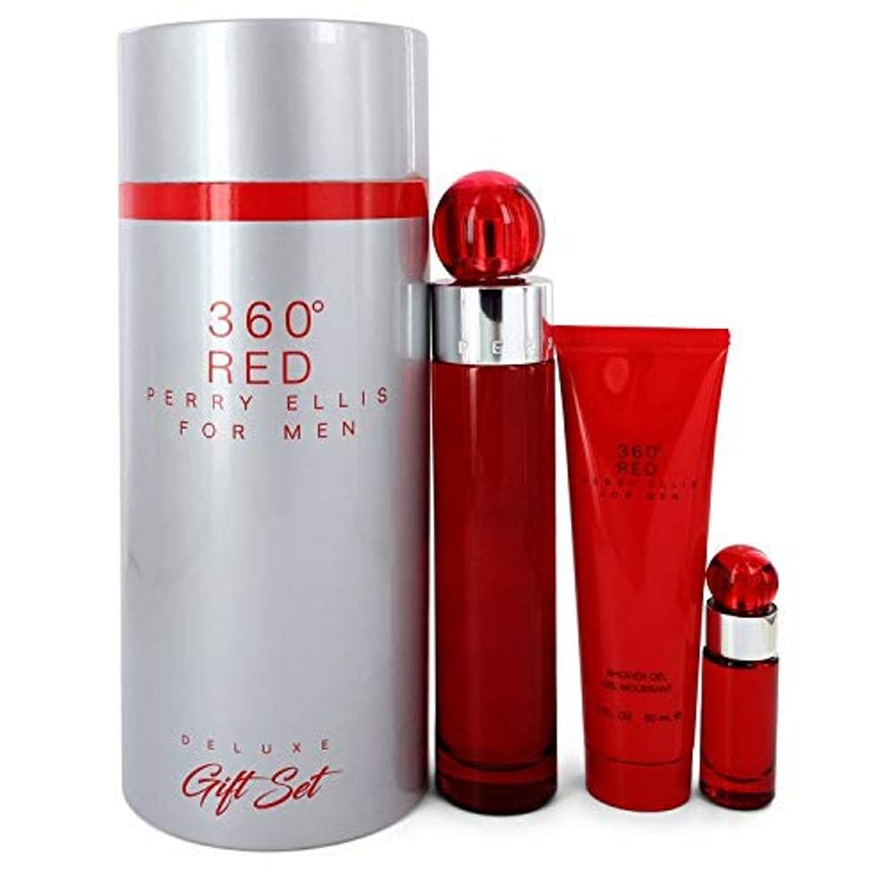 Perfume Perry Ellis 360° Red para homens, 100 ml, conjunto de presente de 3 peças