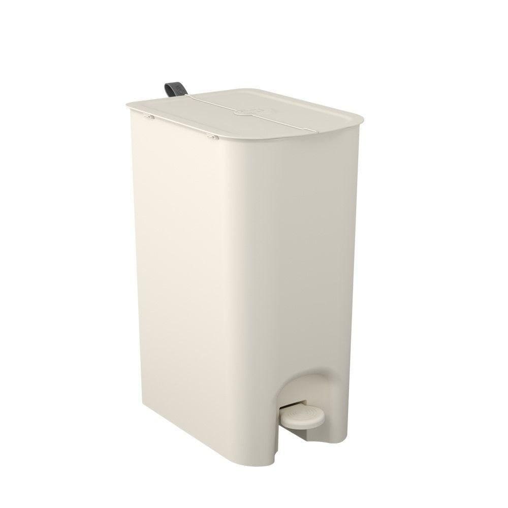 Lixeira Com Pedal Borboleta Dupla 20l (10+10) Bege Com Alça Cinza Coza