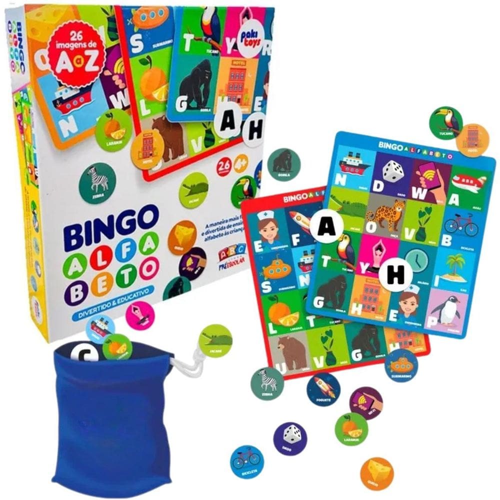Jogo Bingo Alfabeto Infantil Aprenda Alfabeto 4115 Paki Toys