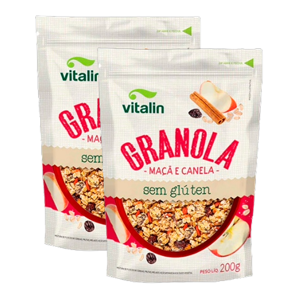 Kit 2X: Granola Maçã e Canela Sem Glúten Vitalin 200g