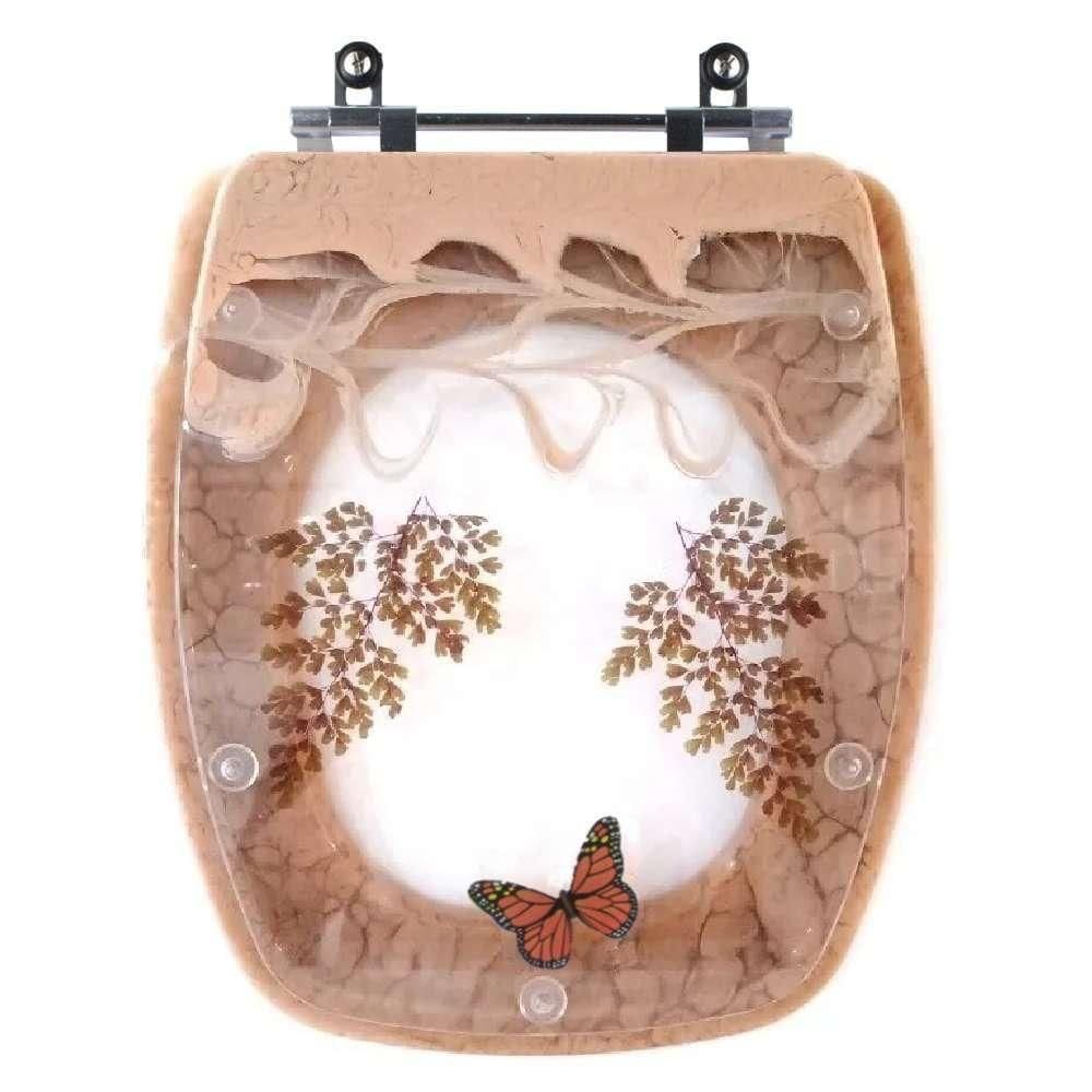 Tampa De Vaso Poliéster Decorada Borboleta Stylus Pêssego 73 Para Louça Celite