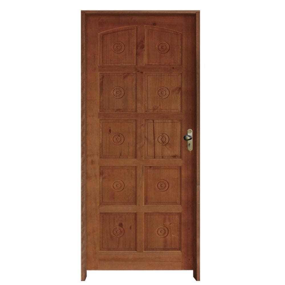 Porta Torneada 10 Bicos 82 X 2.10 Batente Ecológico 14 Cm Fechadura Externa Taco De Golfe Lado Esquerdo - Rodam