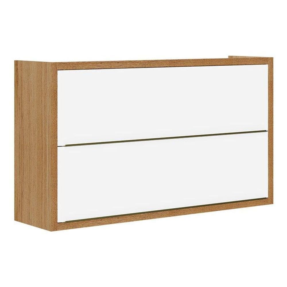 Armário Aéreo 2 Portas 120 Cm Paola 2003702 Carvalho Dakar Branco Brilho - Aramóveis