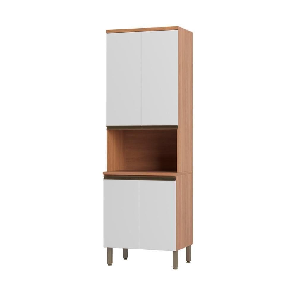 Armário De Cozinha Para Forno-micro-ondas Com 4 Portas 70cm Multimóveis Cr20399 Freijó-branco