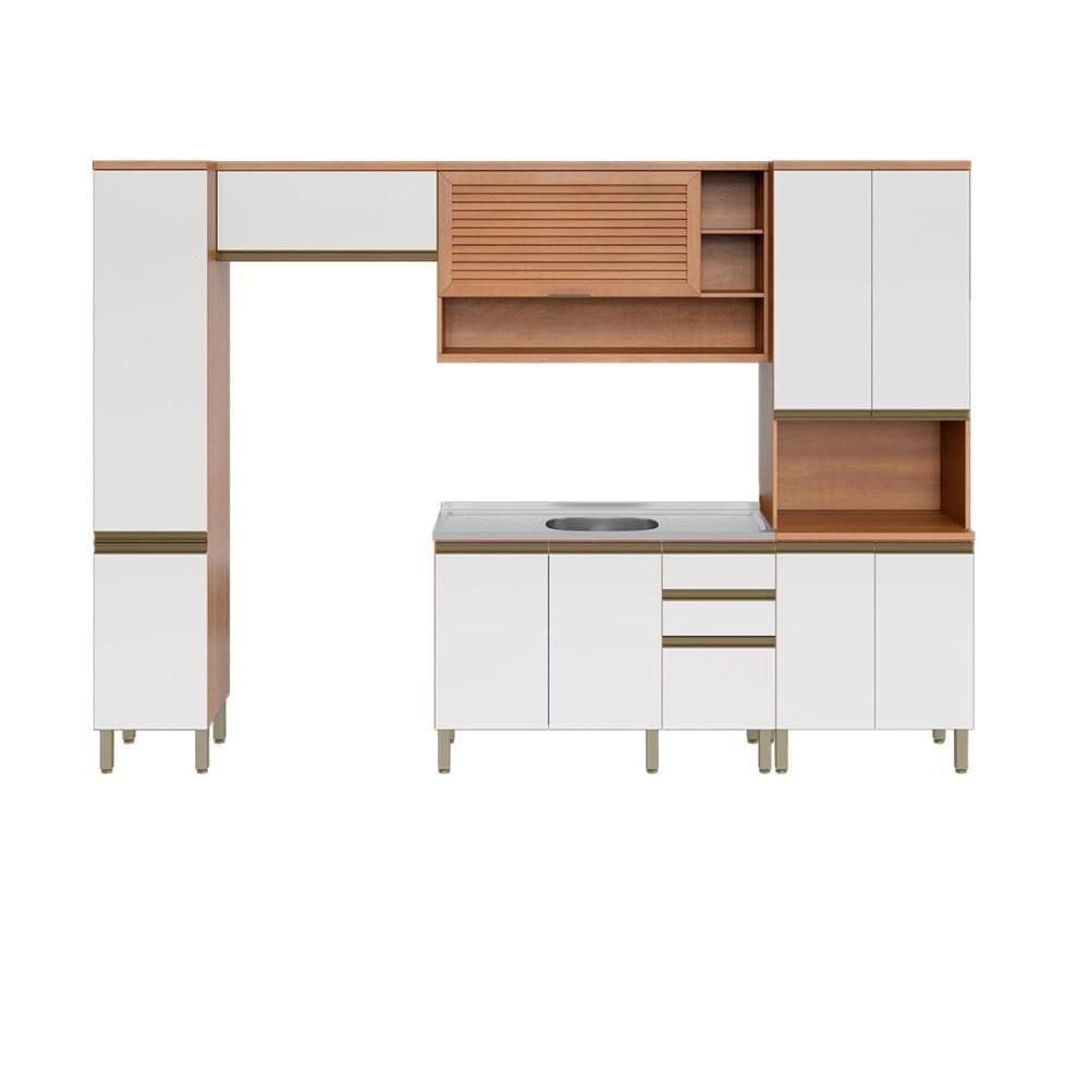 Cozinha Completa Modulada 5 Peças Com Gabinete Pia Multimóveis Cr20409 Freijó-branco