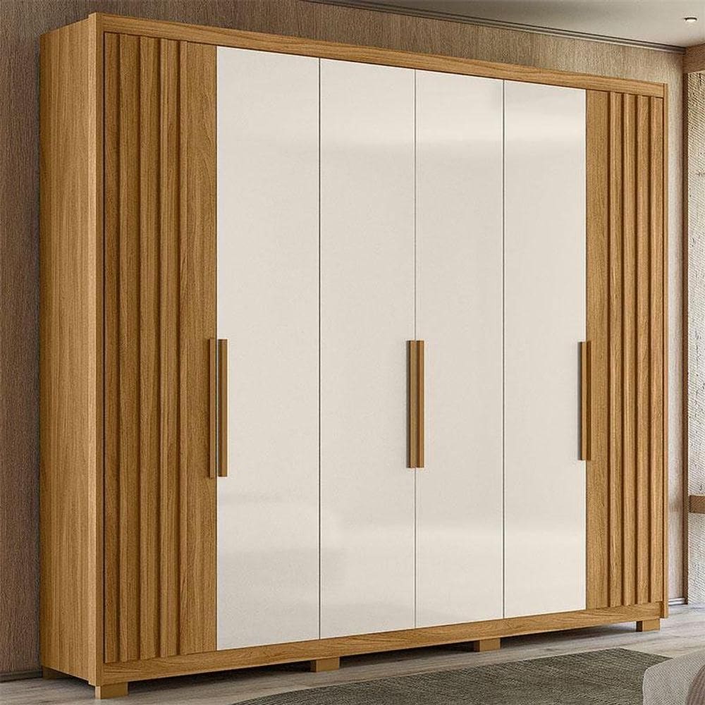 Guarda Roupa Casal Ambiente Araguaia 6 Portas Freijó Off White - Moval