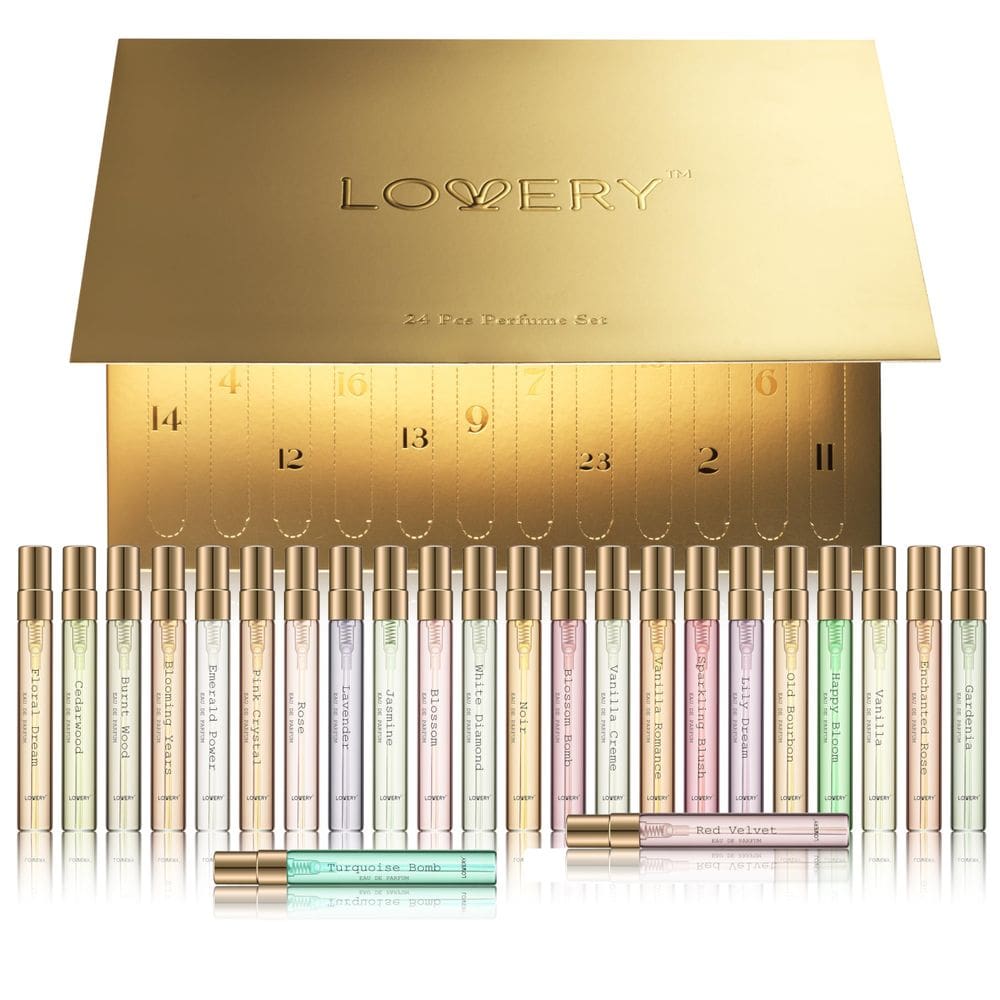 Perfume Advent Calendar LOVERY 2024 com 24 garrafas de 8 mL para