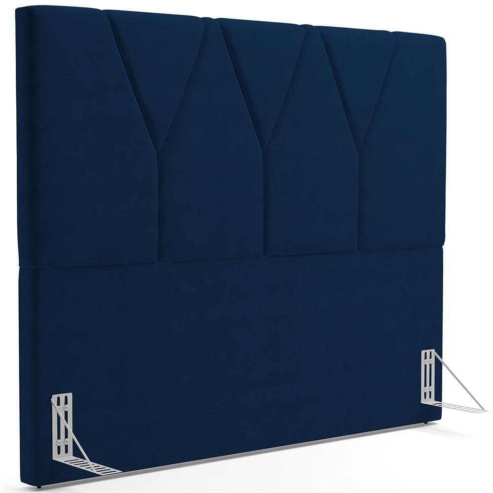 Cabeceira Cama Casal King 195cm Aura Suede W01 Azul - Mpozenato