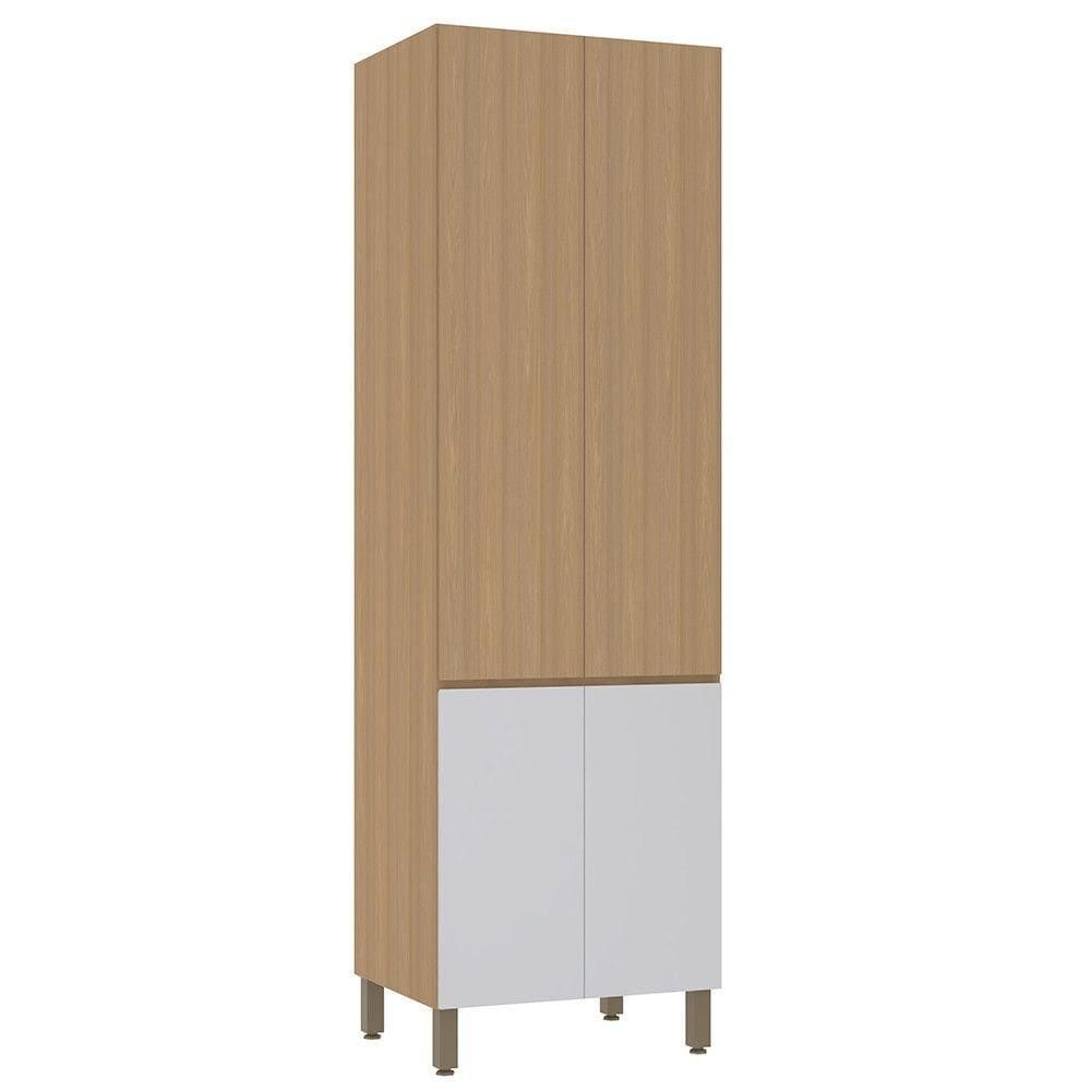 Paneleiro Duplo 70cm 4 Portas Slim Luciane Móveis Freijó-freijó -cinza Cristal