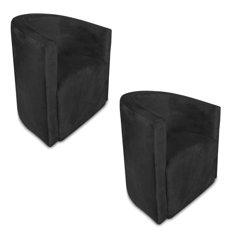 Kit 02 Poltronas Decorativa Lyon Veludo Preto - Pallazio