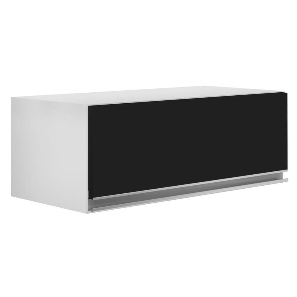 Armário Aéreo De Cozinha Para Geladeira 70cm Texas Branco-preto - Lumil Móveis