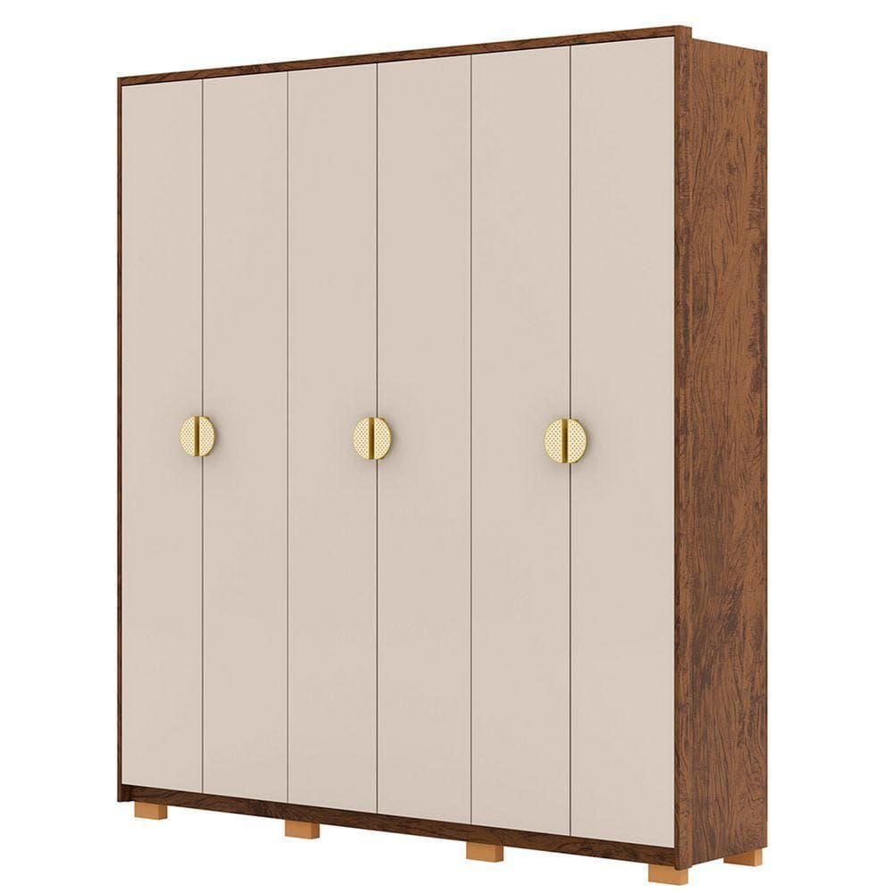 Guarda Roupa Casal 203cm Com 6 Portas Noronha Imbuia Fendi Vila Rica