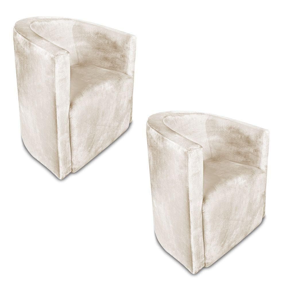 Kit 02 Poltronas Decorativa Lyon Veludo - Pallazio Cor Marrom