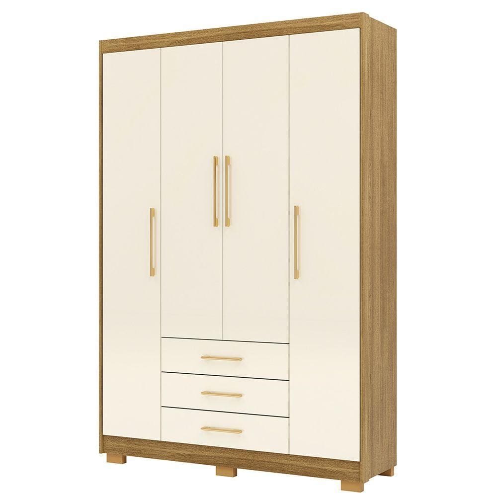 Guarda Roupa Solteiro 150cm 4 Portas Espanha Nature-champanhe Vila Rica