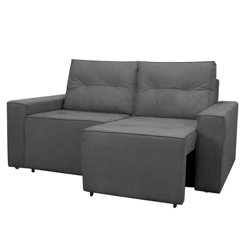 Sofá Retrátil 2 Lugares 1,80 Confortável Polo Cinza