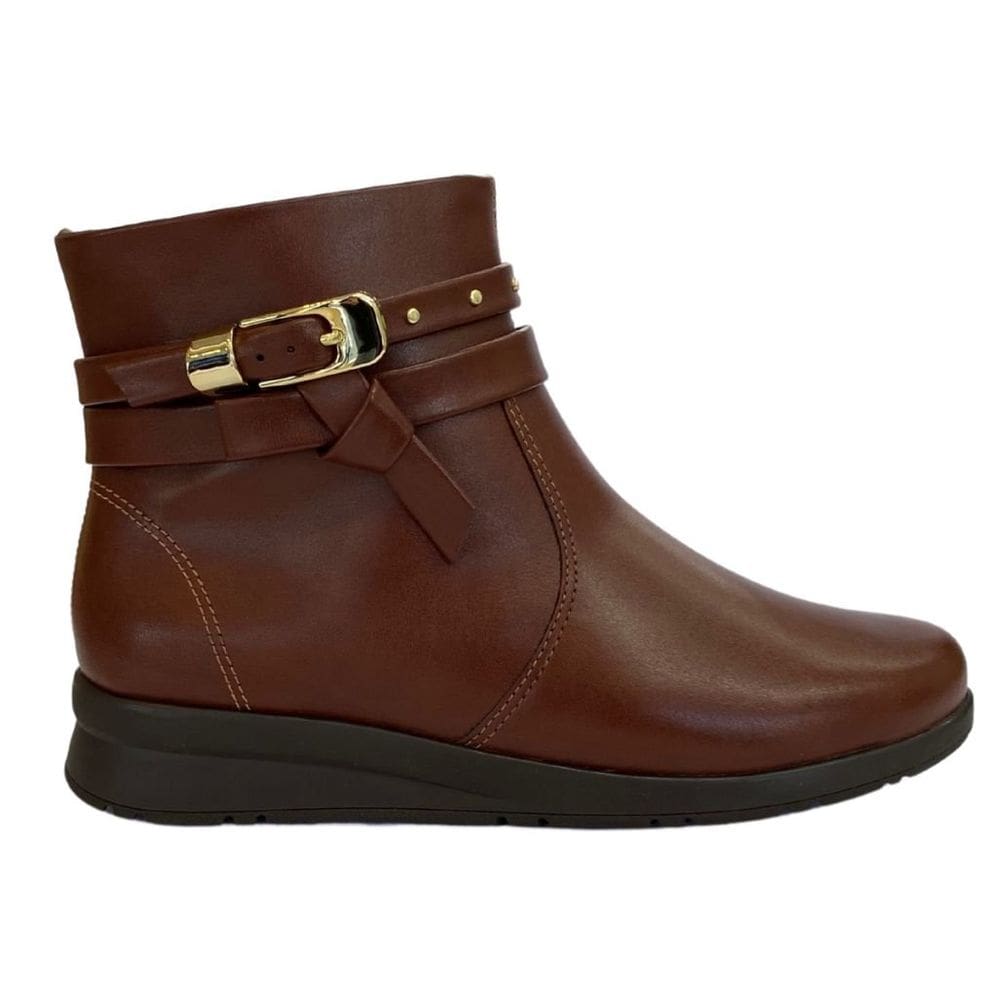 Bota ComfortFlex 2592302 Feminino Marrom cano curto