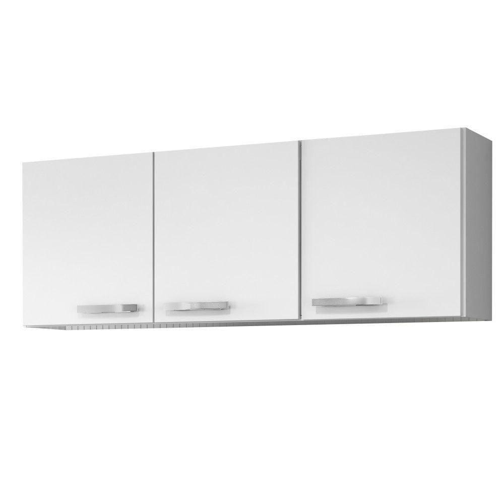 Armário Aéreo De Cozinha Parma 150cm 3 Portas - Lumil Móveis Branco-castanho