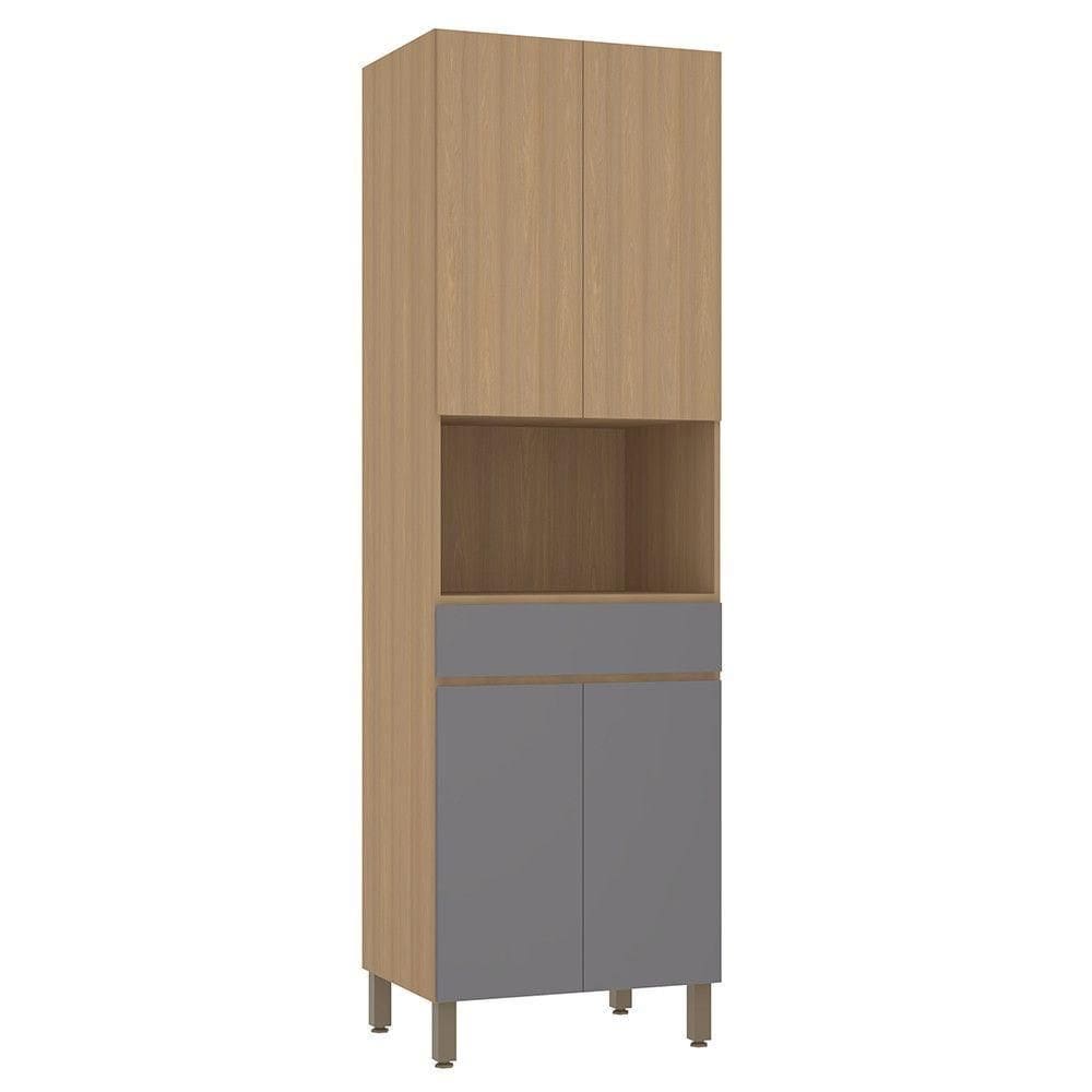 Paneleiro 70cm 4 Portas E 1 Gaveta Com Espaço Para Micro-ond Freijó-freijó -cinza Puro