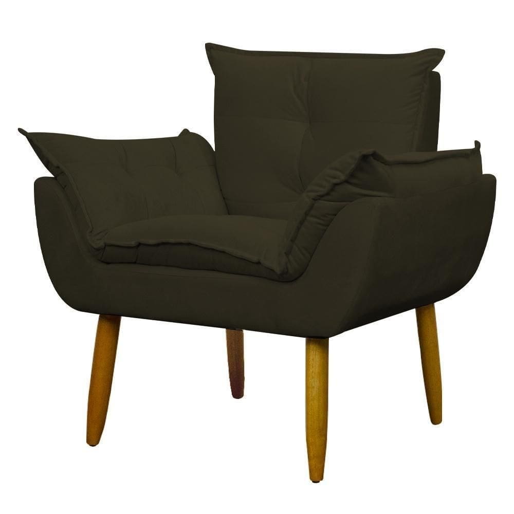 Poltrona Decorativa Para Consultório Opala Suede Herrero Marrom Escuro