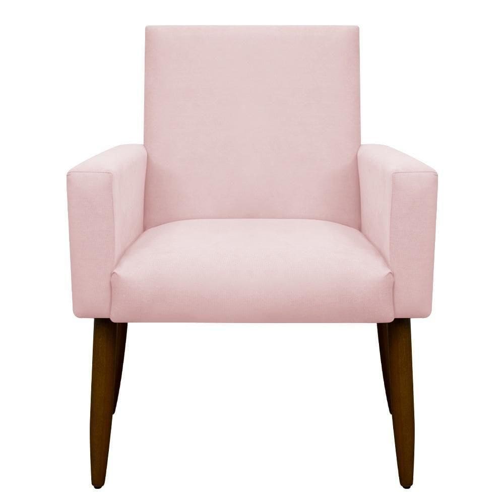 Kit 2 Poltronas Com Puff Redondo Para Sala Nina Rosa Bebê