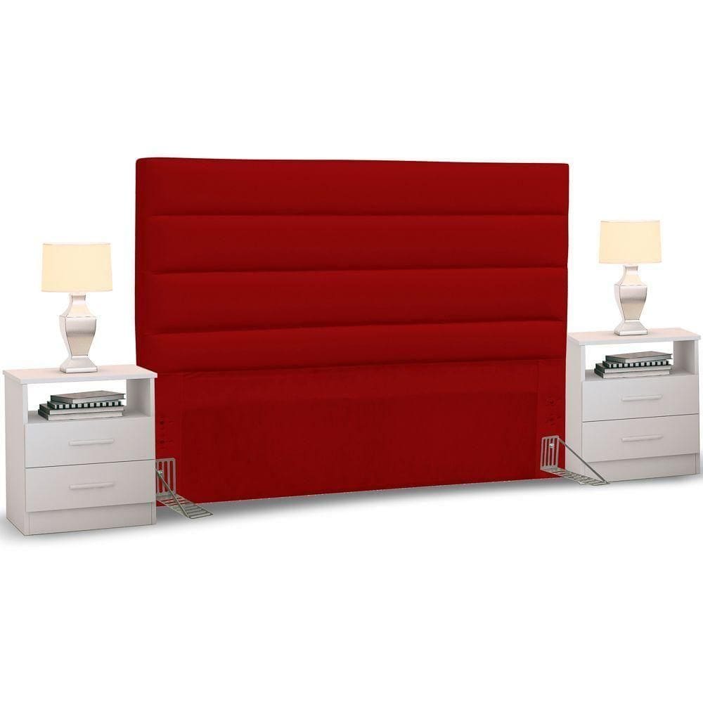 Cabeceira Cama Casal King 195cm Greta Corano E 2 Mesas De Cabeceira Dm1 Branco - Mpozenato Corano Branco