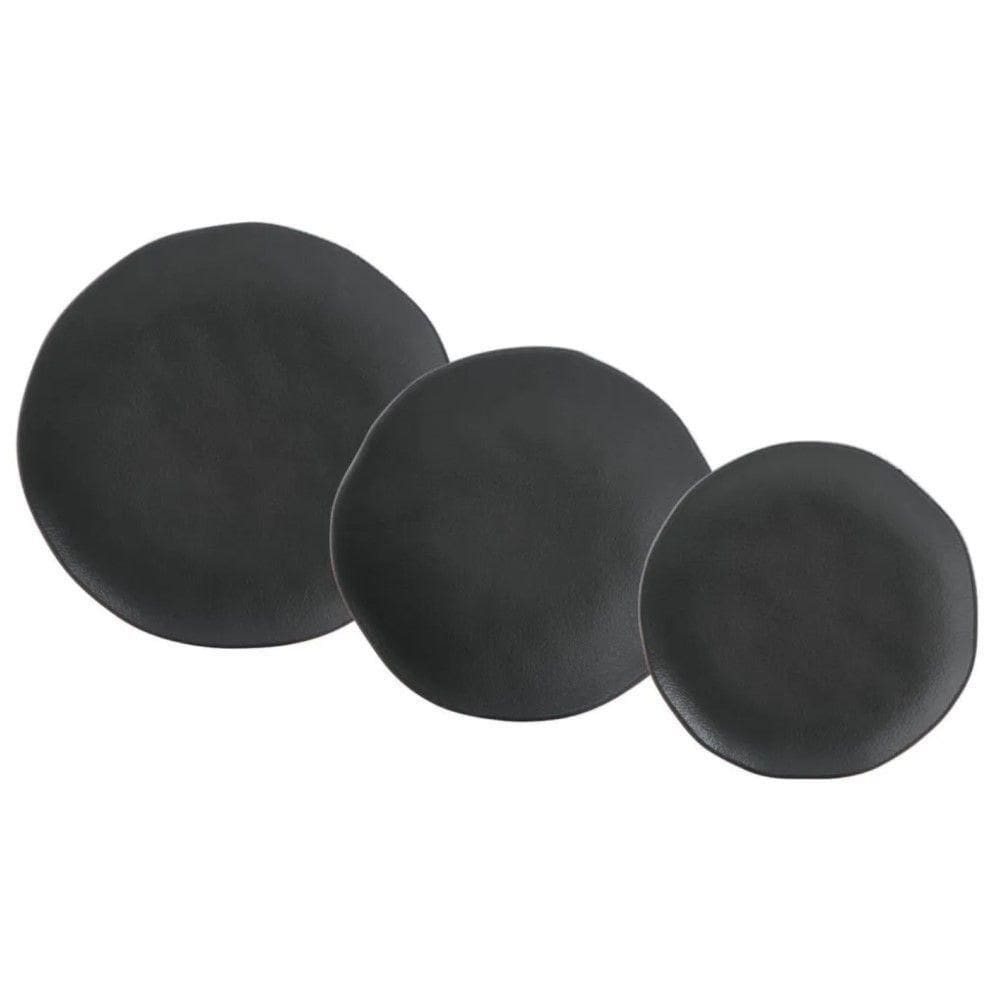 Jogo De Pratos 18 Peças Orgânico Preto Matte Porto