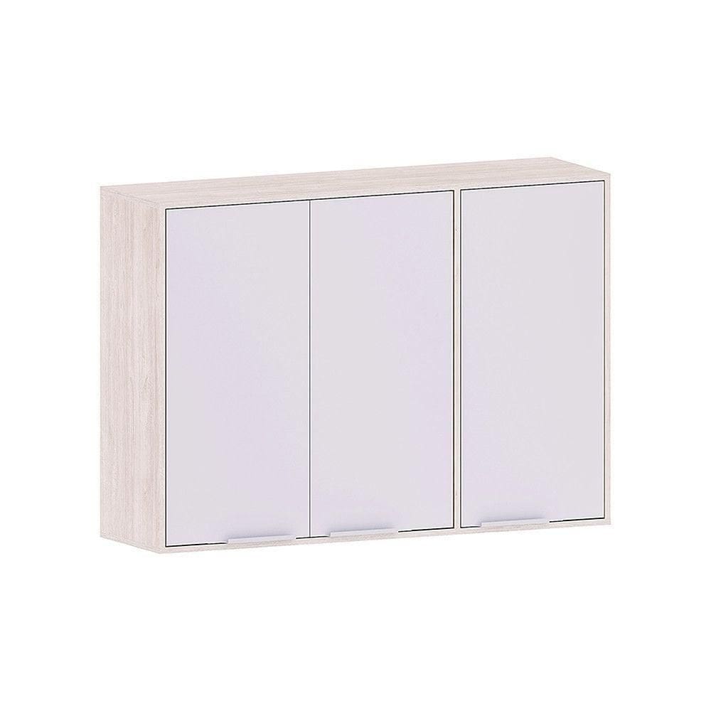 Armário Aéreo De Cozinha 120cm 3 Portas Art Luciane Móveis Pátina-cinza Cristal