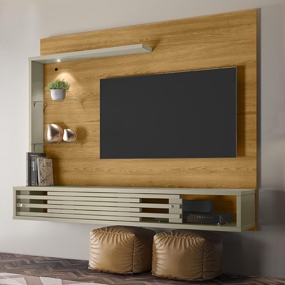Painel Bancada Suspensa Com Led Tvs Até 50 Polegadas Frizz Select - Cumaru Opala