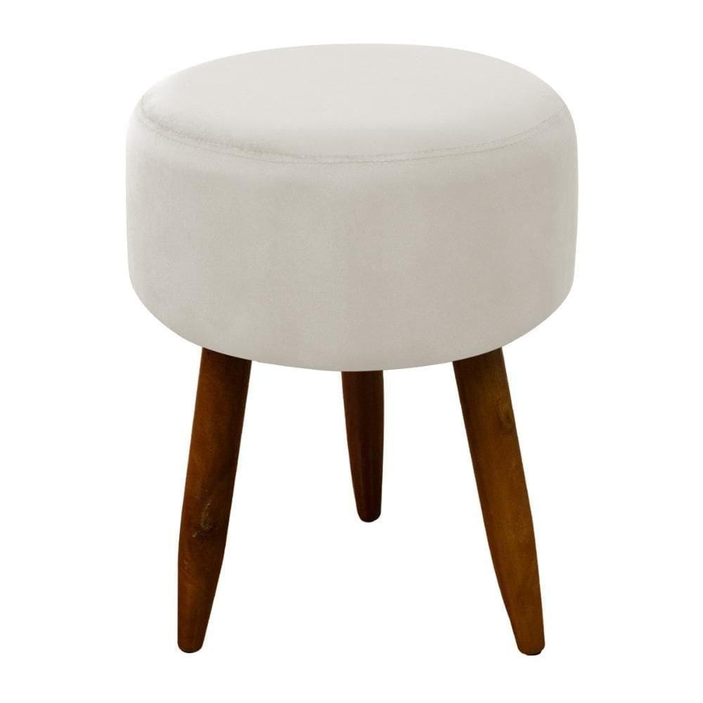 Puff Banqueta Decorativo Pés Madeira Nude Areia