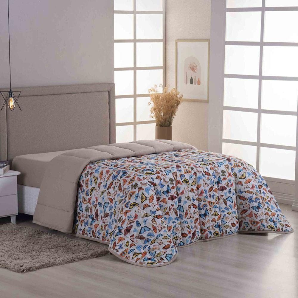 Edredom Coberdrom Sonho Bom Solteiro Em Malha - Avelã - 100% Algodão