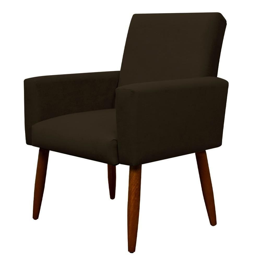Poltrona Nina Sala Pés Em Madeira Herrero Marrom Escuro