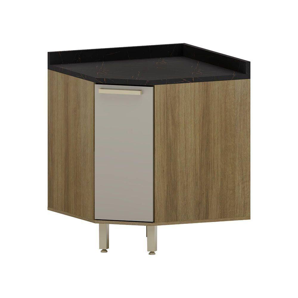Balcão De Cozinha Com Tampo Canto Diagonal 1 Porta Isis Luci Avelã-mocca Laca