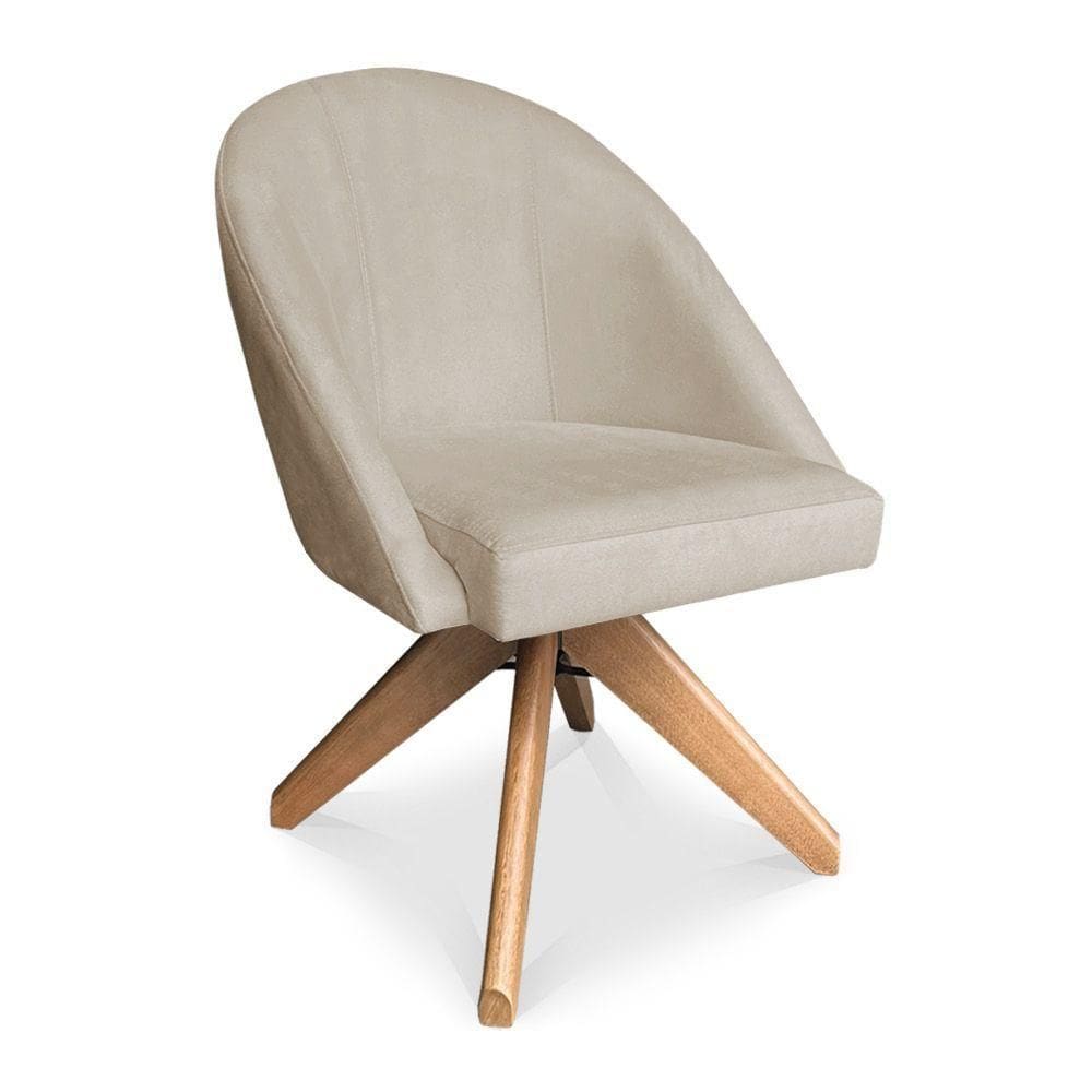 Poltrona Cadeira Giratória Bela Veludo Base De Madeira - Pallazio Cor Preto