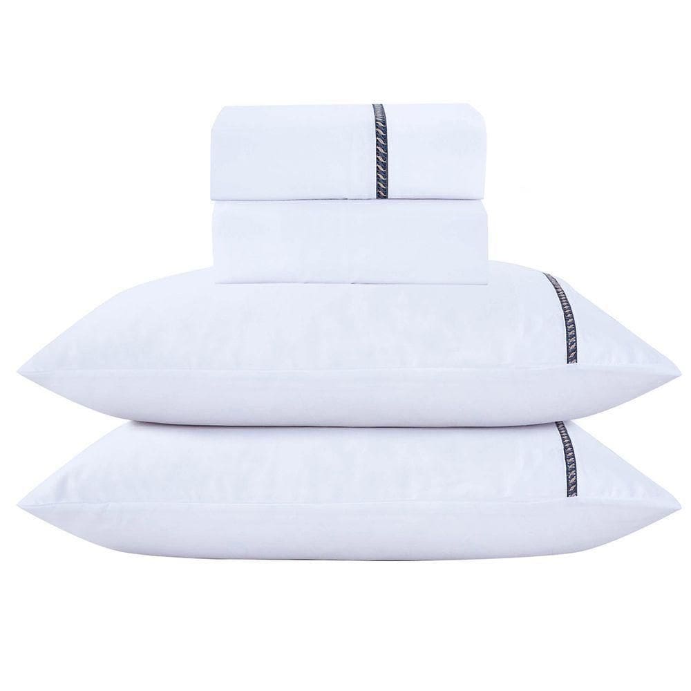 Jogo De Cama Lençol King Veraneio Percal 300 Fios 4 Peças - Branco - 100% Poliéster