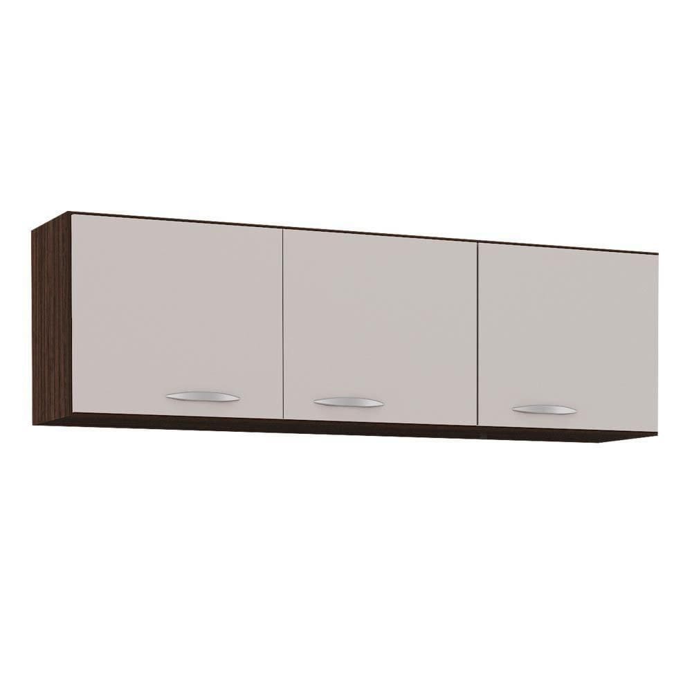 Armário Aéreo De Cozinha 120cm 3 Portas Classic Chocolate-off White - Poquema