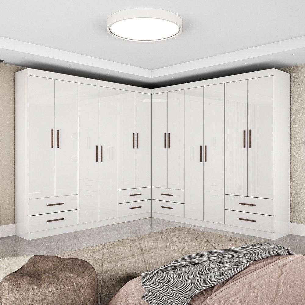 Closet Casal Duplo Lu 12 Portas 8 Gavetas Branco