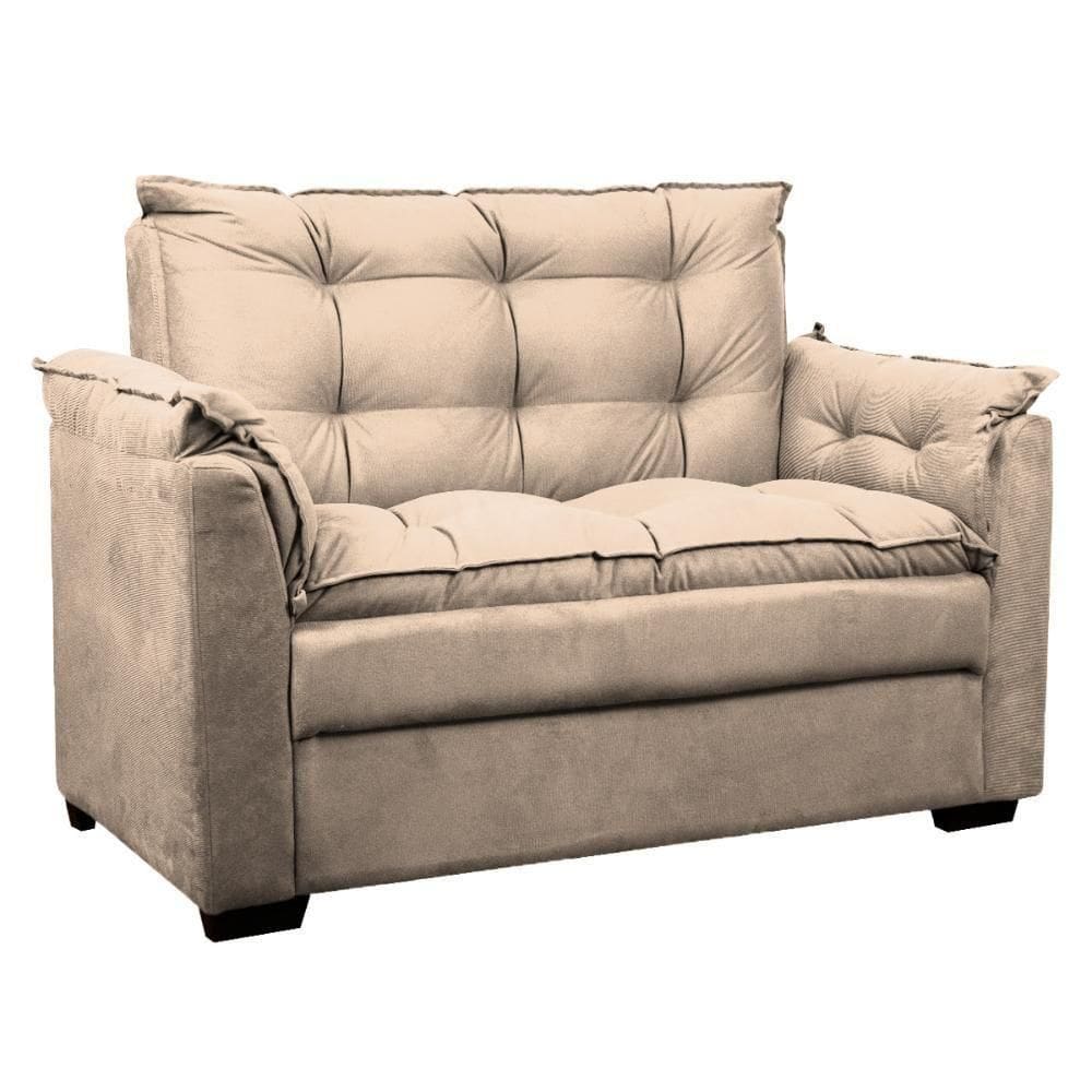 Sofá Confortável 1,40 Pequeno Compacto Small - Nude Areia Nude Areia