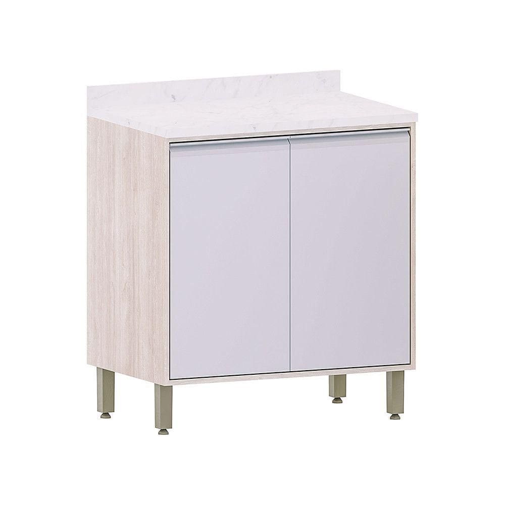 Balcão De Cozinha Com Tampo 80cm 2 Portas Art Luciane Móveis Pátina-cinza Cristal