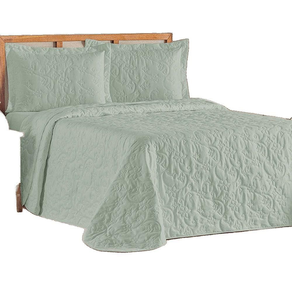 Cobre Leito Colcha Queen Mobili 03 Peças - Verde - 100% Poliéster