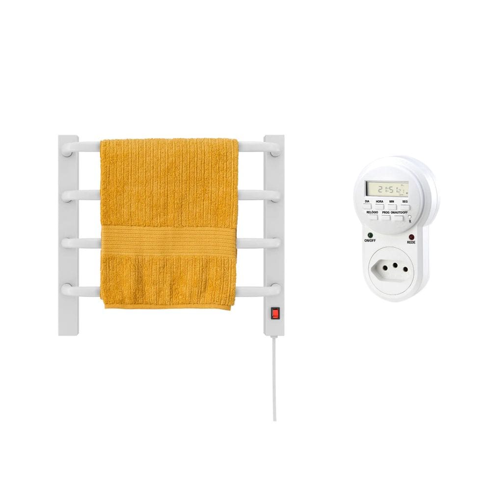 Toalheiro Termico Mini Branco 220V Direito + Timer Digital Kzi