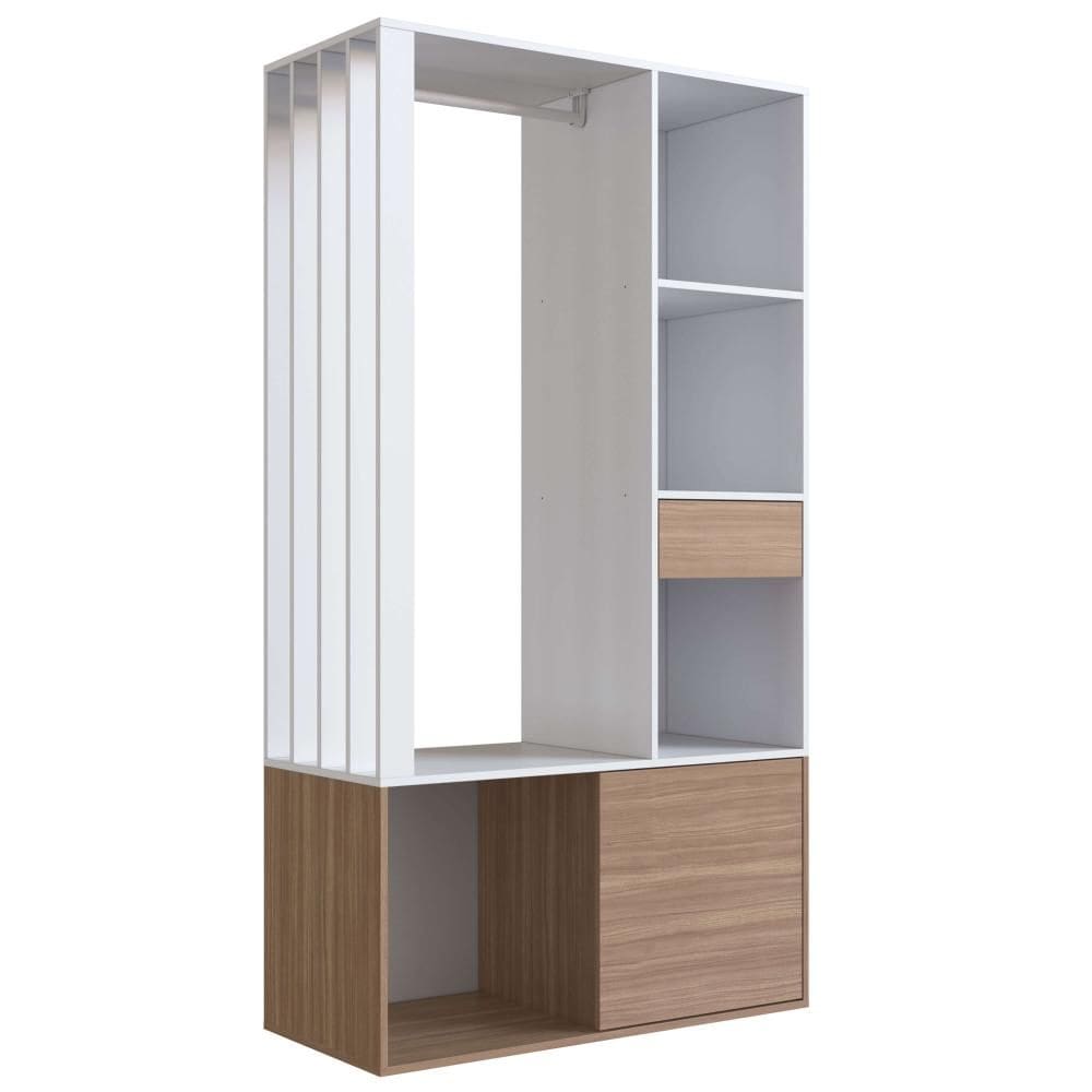Guarda Roupas Closet 1 Gaveta 1 Cabideiro 2 Prateleiras Port