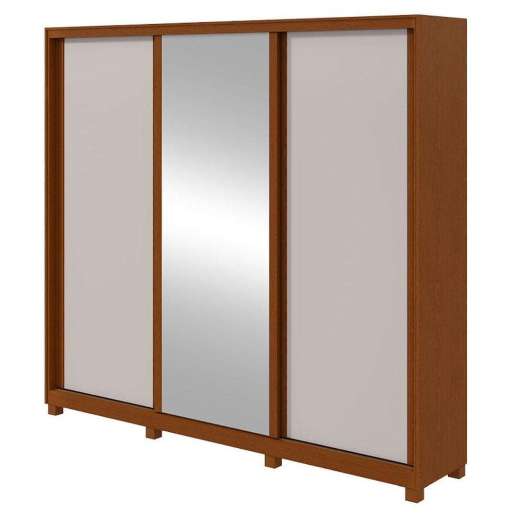 Guarda Roupa Casal Forma 230 3 Portas Frassino Off White com Espelho e Pés – Lopas