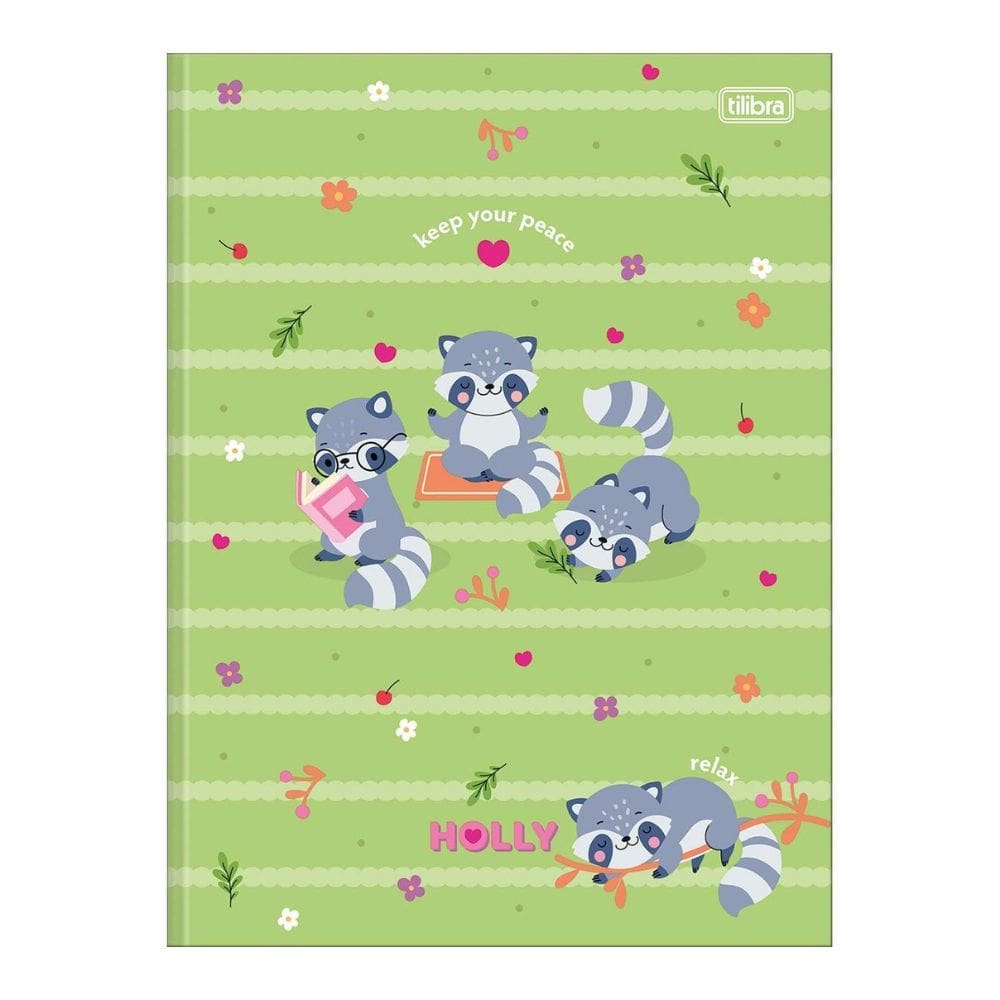 Caderno Brochura Grande Universitário Holly 80 Folhas Capa Dura + Folha Dupla de Adesivos - Tilibra | Escolar | Fofo