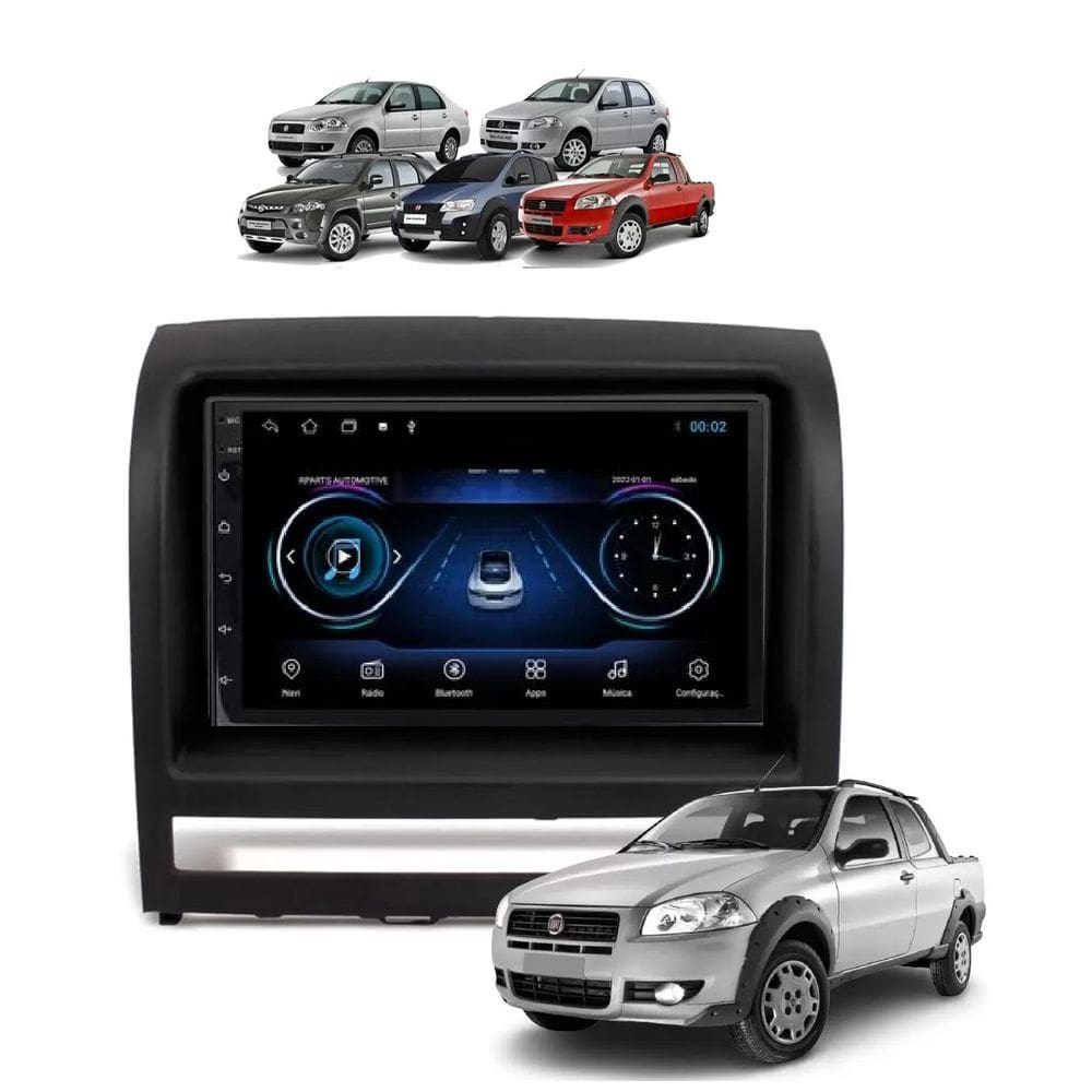 Kit Multimidia Strada 2005 / 2011 Mold Preta 7 Pol Android 2/32GB GPS Carplay- 701KC First Option