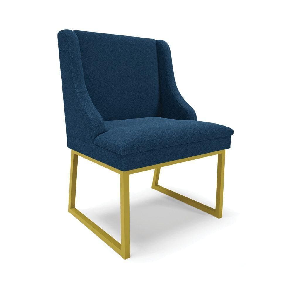 Cadeira Sala De Jantar Industrial Dourado Liz Bouclê Azul D03 - D`rossi