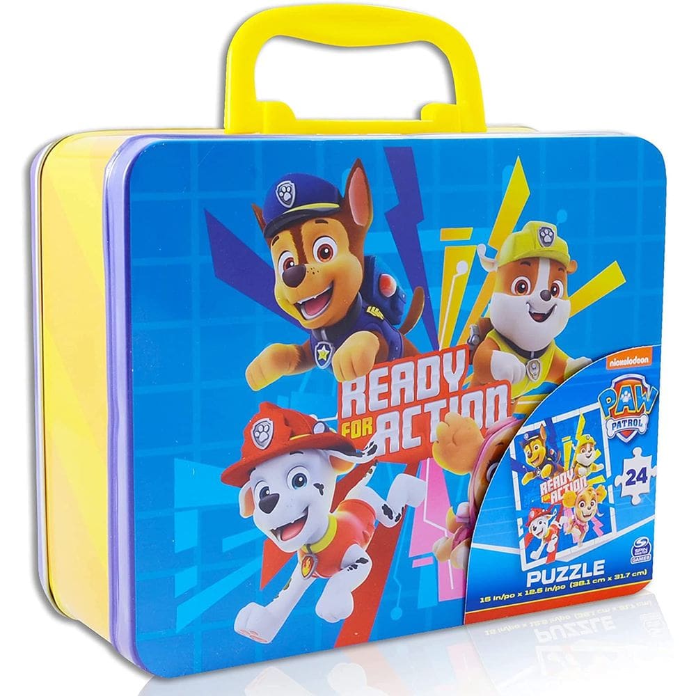 Lancheira de lata Puzzle Paw Patrol 24 peças com quebra-cabeça